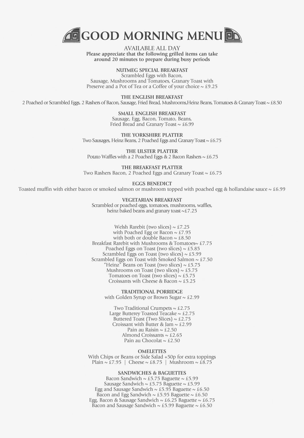 Menu The Nutmeg Tree