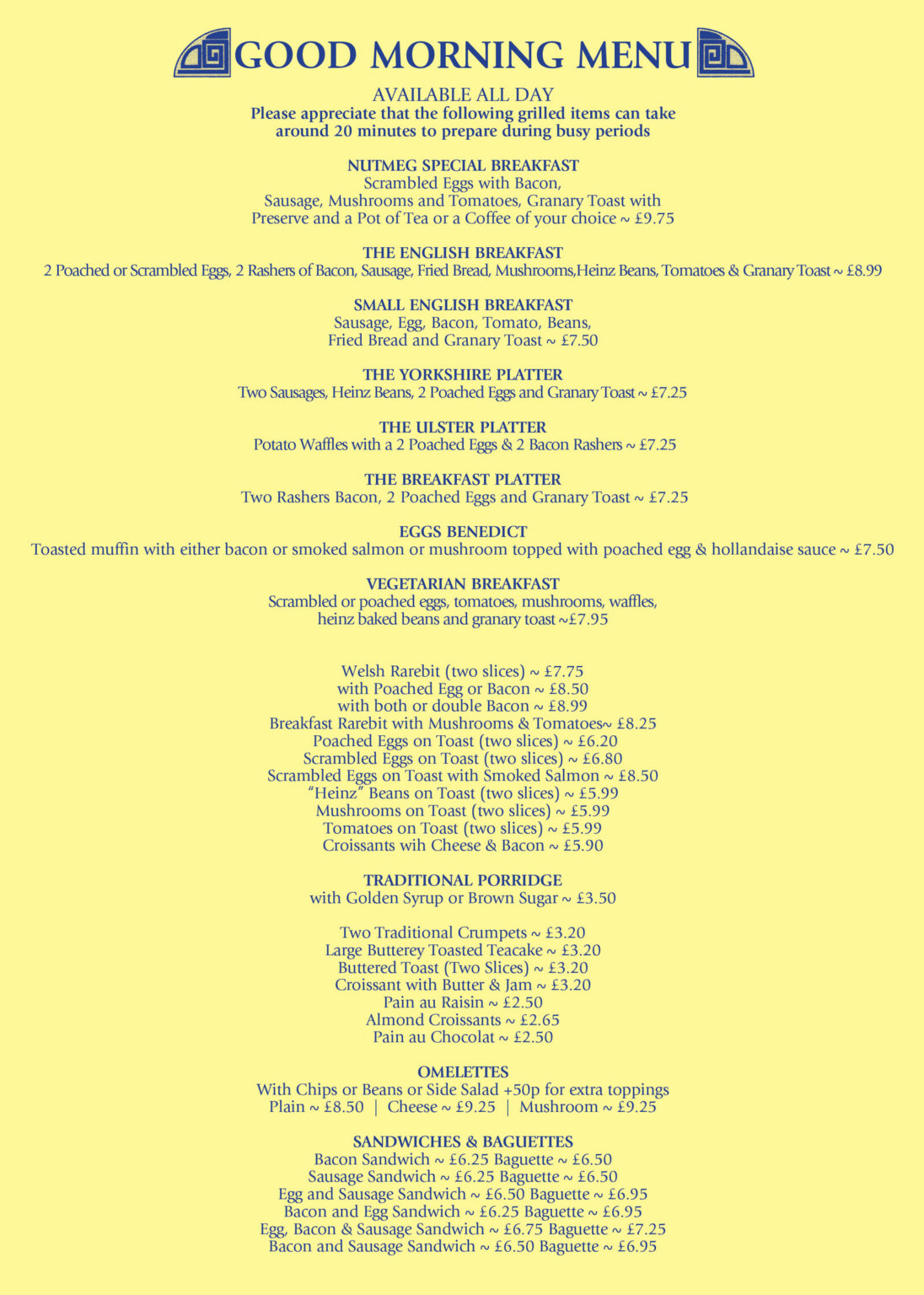 Menu The Nutmeg Tree