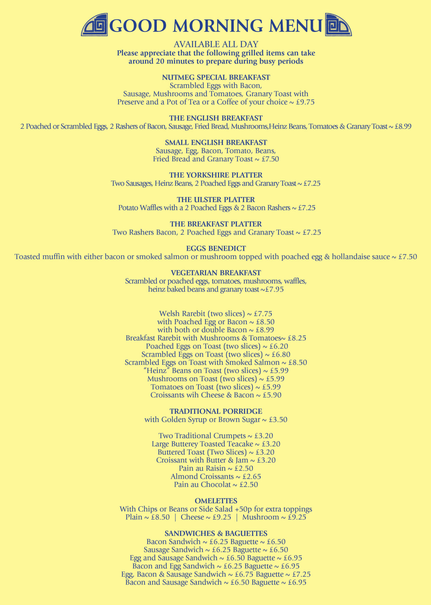 Menu The Nutmeg Tree