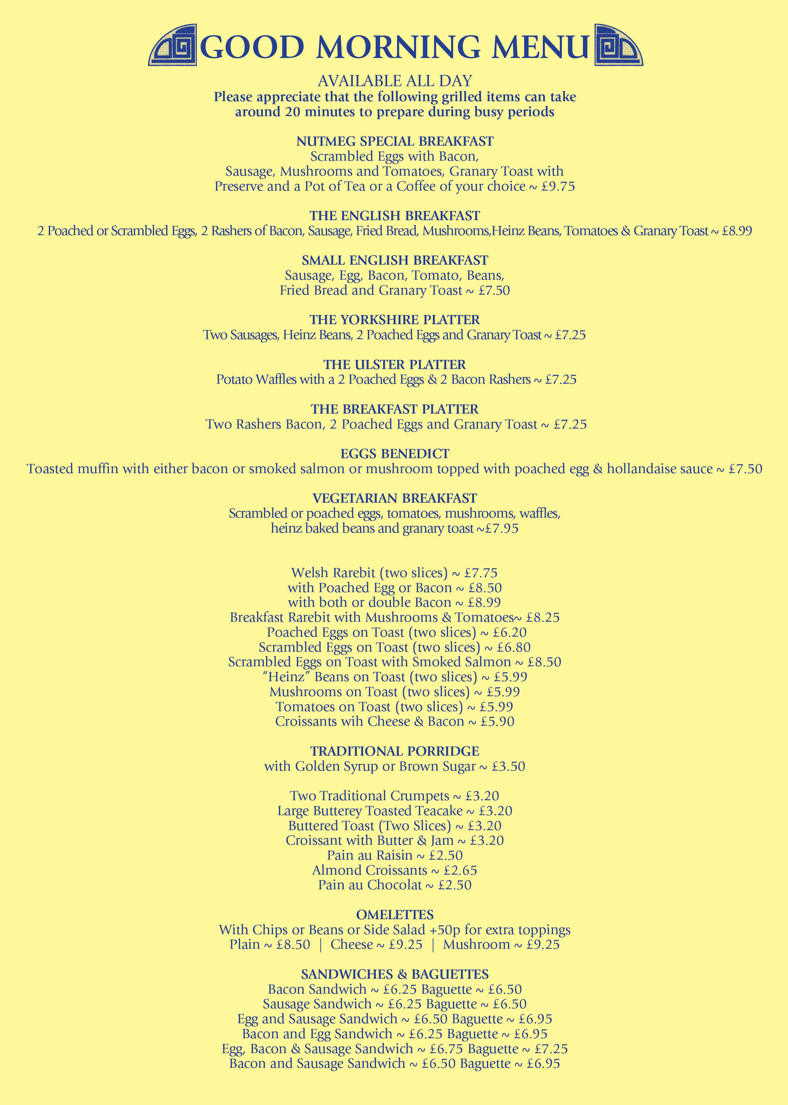 Menu The Nutmeg Tree