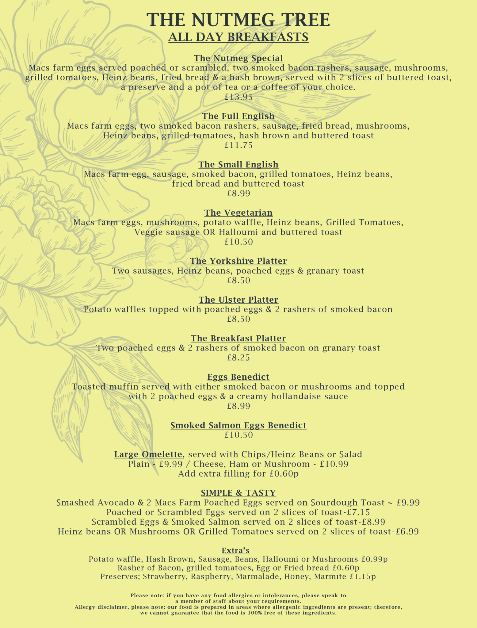 Menu The Nutmeg Tree